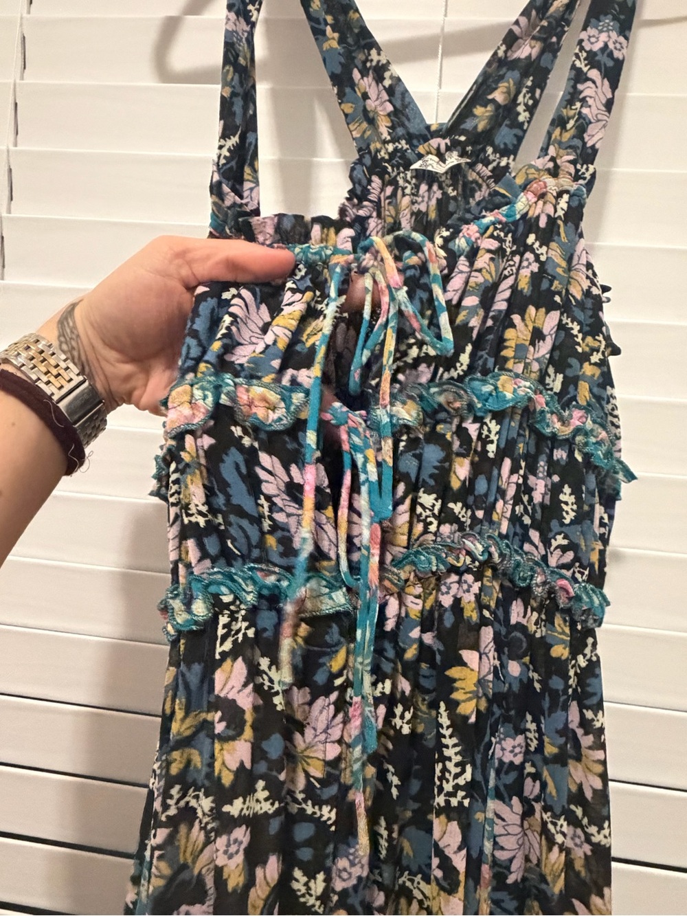 Free People Floral Maxi Dress - Black & Teal - Picture 4 of 5